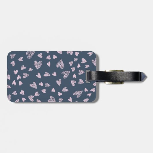 Dainty Pink Heart Pattern Bagagelabel (Achterkant horizontaal)
