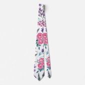 Dainty Pink Paarse Sage Flowers Waterverf Stropdas (Voorkant)