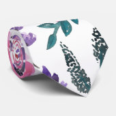 Dainty Pink Paarse Sage Flowers Waterverf Stropdas (Opgerold)