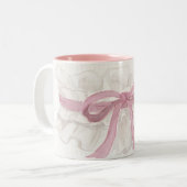 Dainty Pink Ribbon Coquette Coffee Mug Tweekleurige Koffiemok (Voorkant links)