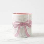 Dainty Pink Ribbon Coquette Coffee Mug Tweekleurige Koffiemok (Center)