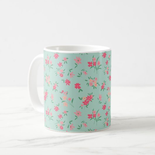 Dainty Pink Tiny Flowers Koffiemok (Voorkant links)