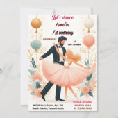 Dainty Pink Tutu Chic Meisjes Ballerina 1e Verjaar Kaart (Voorkant)