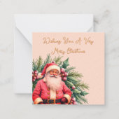 Dainty Pink Vintage Santa Notitiekaartje (Voorkant)