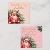 Dainty Pink Vintage Santa Notitiekaartje (Voorkant / Achterkant)