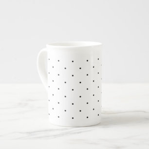 Dainty Polka Dots Black and White Tea Cup Porselein Kop