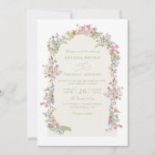 Dainty romantic floral arch QR Code Wedding Kaart (Voorkant)