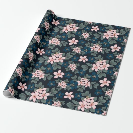 Dainty Roze Bloemen #3 Verpakkingspapier Cadeaupapier (Uitgerold)