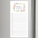 Dainty roze Floral om lijst te doen Magnetisch Notitieblok<br><div class="desc">Het ontwerp van de winkellijst met blikjes en selectietekens is voorzien van een waterverf delicaat roze lijst met bladeren van roze bloemen,  op maat van de jouw naam.</div>
