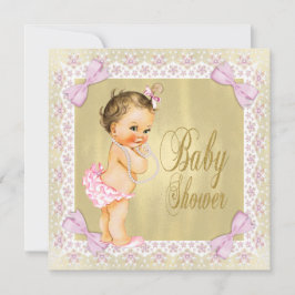 Dainty Roze Gouden Folie Bow Lace Girly Baby showe Kaart