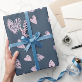 Dainty roze hart patroon cadeaupapier