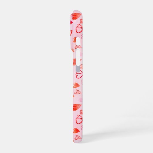 Dainty Roze Hart Patroon & Monogram Wit Hart iPhone Hoesje (Linkerkant)