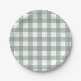 Dainty Sage Green and White Buffalo Check Papieren Bordje