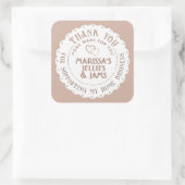 Dainty Scallop Hearts Roos Bakkerij Classy Dank u Vierkante Sticker (Tas)