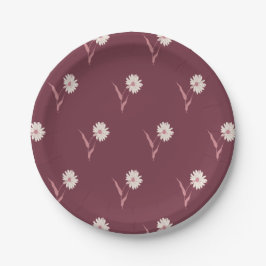 Dainty Scattered Aster Botanical | Deep Burgundy Papieren Bordje