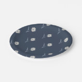 Dainty Scattered Aster Botanical | Inky Navy Papieren Bordje (Gekanteld)