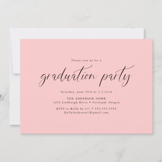 Dainty Script Class of 2023 Photo Graduation Party Kaart (Achterkant)