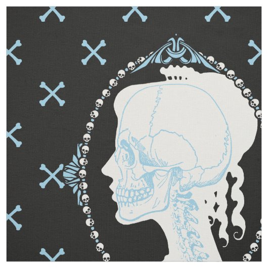 Dainty Skull Cameo Blauw Stof (Swatch)