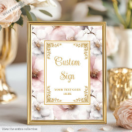 Dainty stoffige roze bloemen met gouden accenten 8 poster