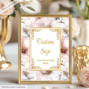 Dainty stoffige roze bloemen met gouden accenten 8 poster