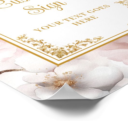 Dainty stoffige roze bloemen met gouden accenten 8 poster (Hoek)