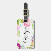 Dainty Waterverf Bloemen Lijst gepersonaliseerd Bagagelabel (Voorkant verticaal)