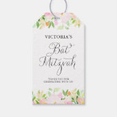 Dainty Waterverf Floral Bat Mitzvah Dank u Cadeaulabel (Voorkant)