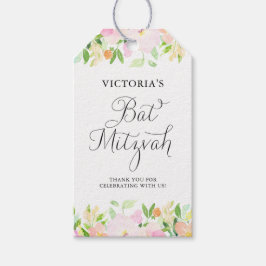 Dainty Waterverf Floral Bat Mitzvah Dank u Cadeaulabel