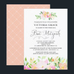 Dainty Waterverf Flowers Bat Mitswa Invitation Kaart<br><div class="desc">Een elegante en vrouwelijke bloemennodiging van Bat Mitswa met waterverf pastelbloemen en een grillig script. Deze uitnodiging is perfect voor de lente en de zomer Bat Mitswa.</div>