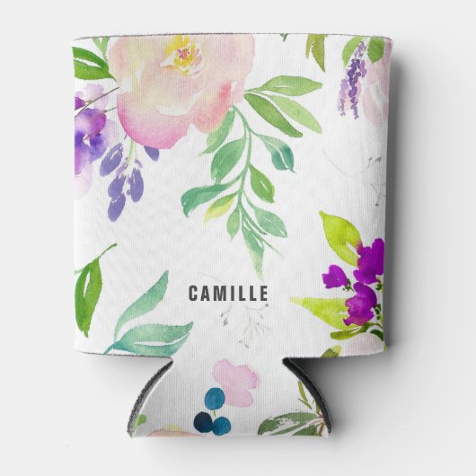 Dainty Waterverf Flowers | Pioenen en Wisterias Blikjeskoeler (Voorkant)