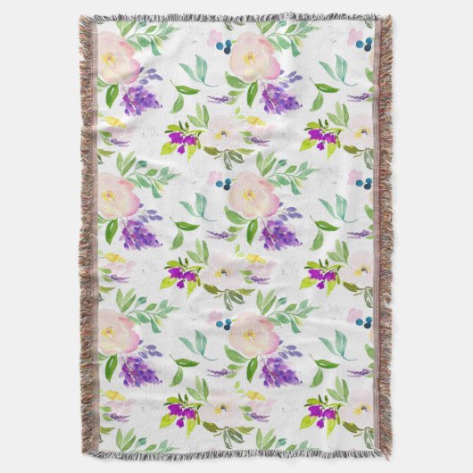 Dainty Waterverf Flowers | Pioenen en Wisterias Deken (Voorkant Verticaal)