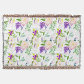 Dainty Waterverf Flowers | Pioenen en Wisterias Deken (Voorkant)