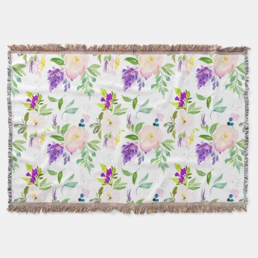 Dainty Waterverf Flowers | Pioenen en Wisterias Deken (Voorkant)