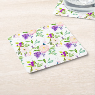 Dainty Waterverf Flowers Pioenen en Wisterias Kartonnen Onderzetters