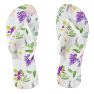 Dainty Waterverf Flowers   Pioenen en Wisterias Teenslippers