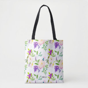 Dainty Waterverf Flowers   Pioenen en Wisterias Tote Bag