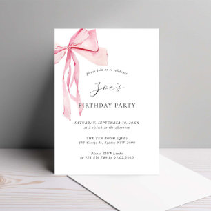 Dainty Waterverf Pink Bow Verjaardagsfeest Kaart
