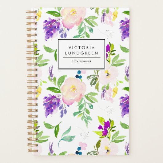 Dainty Waterverf Pioenrozen en Wisterias Floral Planner