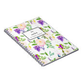Dainty Waterverf Pioenrozen en Wisterias Pattern Notitieboek (Rechterzijde)