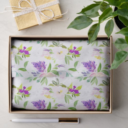 Dainty Waterverf Pioenrozen en Wisterias Pattern Tissuepapier (Geschenk)