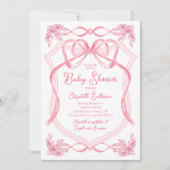 Dainty Waterverf Roze lint Baby shower Kaart (Voorkant)