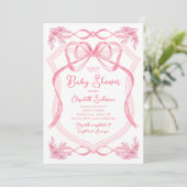 Dainty Waterverf Roze lint Baby shower Kaart (Staand voorkant)