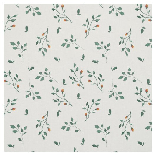 Dainty White Green Floral Pattern Stof (Swatch)