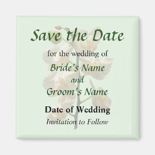 Dainty White Orchids Save the Date Magneet