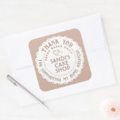 Dainty White Scallop Dank u Home Business Heart Vierkante Sticker (Envelop)