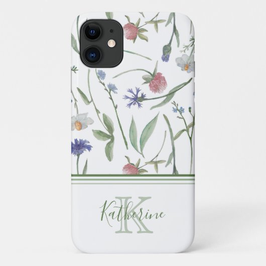 Dainty wild bloemen gepersonaliseerd Case-Mate iPhone case (Achterkant)