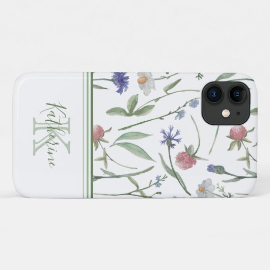 Dainty wild bloemen gepersonaliseerd Case-Mate iPhone case (Achterkant (horizontaal))