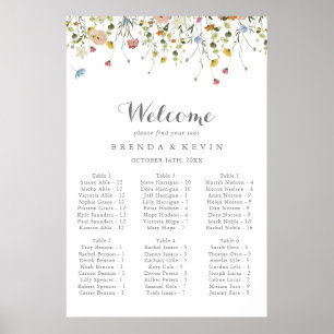 Dainty Wild Floral Alfabetische Zitkaart Poster