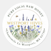 Dainty Wildbloemen Honingetiket Pure Local Raw Ronde Sticker (Voorkant)