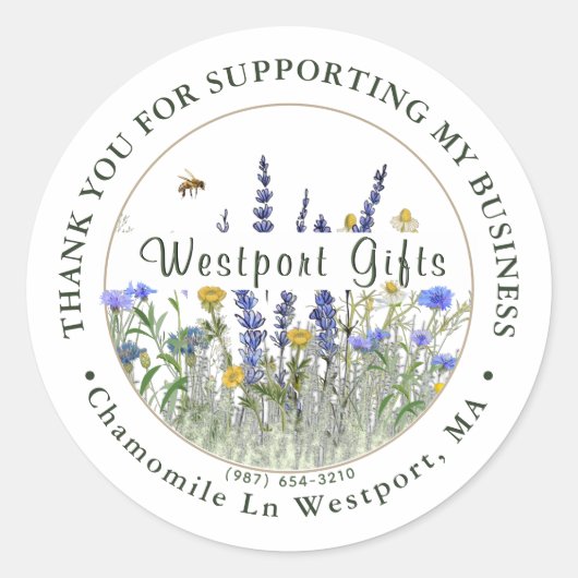 Dainty Wildflower Bedankt voor je werk Ronde Sticker (Voorkant)